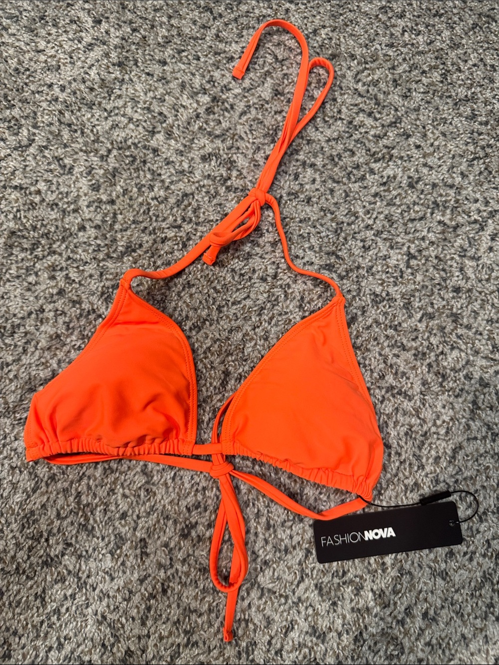 Fashion Nova Bright Orange Triangle Bikini Top